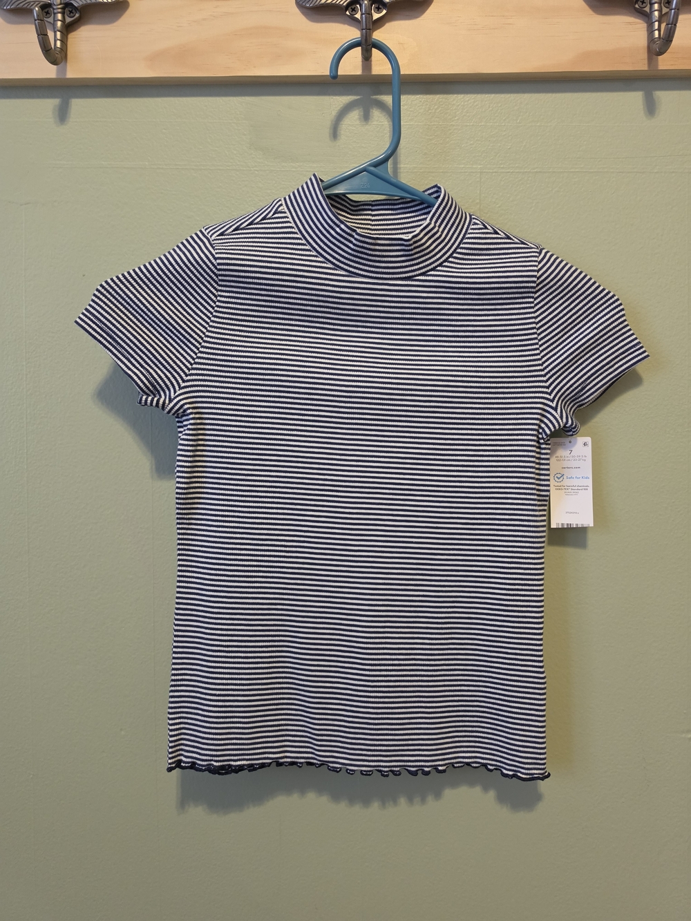 Carter's Black & White Narrow Stripe Mock Neck Tee